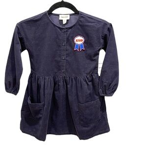 Nwt OPEN Edit Nordstrom Kind Award Corduroy Navy Dress Girl’s SZ 6